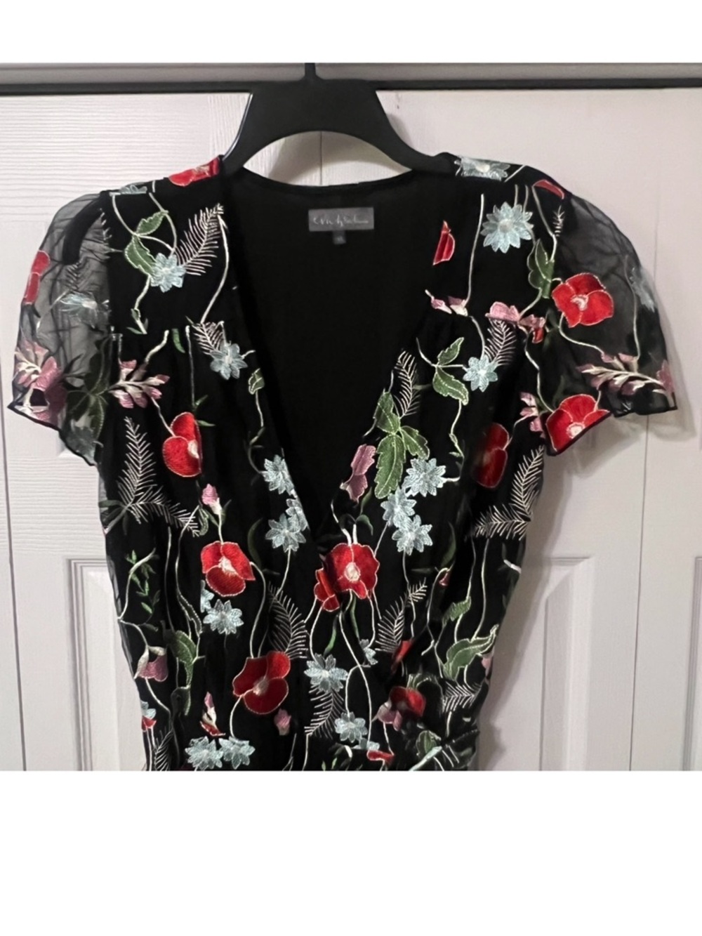 EVA BY EVA FRANCO Embroidered Floral  Maxi Wrap Dress size 14 - Picture 5 of 16